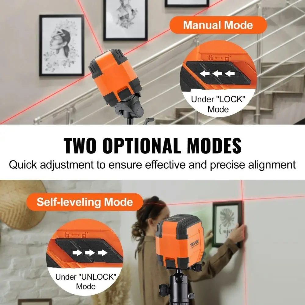 50ft Self-Leveling Red Cross Line  Level with Remote Control, IP54 Waterproof, 10h Runtime, Battery & Stand Included