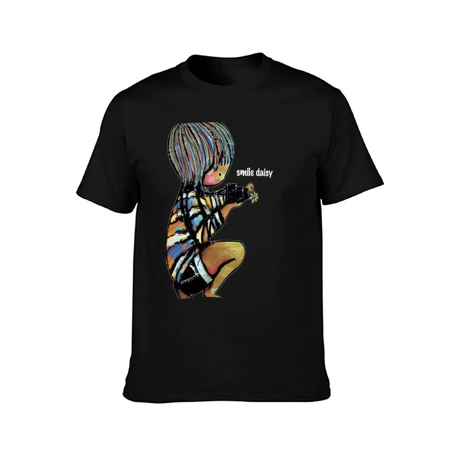 Smile Daisy Photographer T-Shirt, Summer Casual Cotton Tee, Oversized Streetwear Tops, Vintage Graphic Print, Unisex Men Women