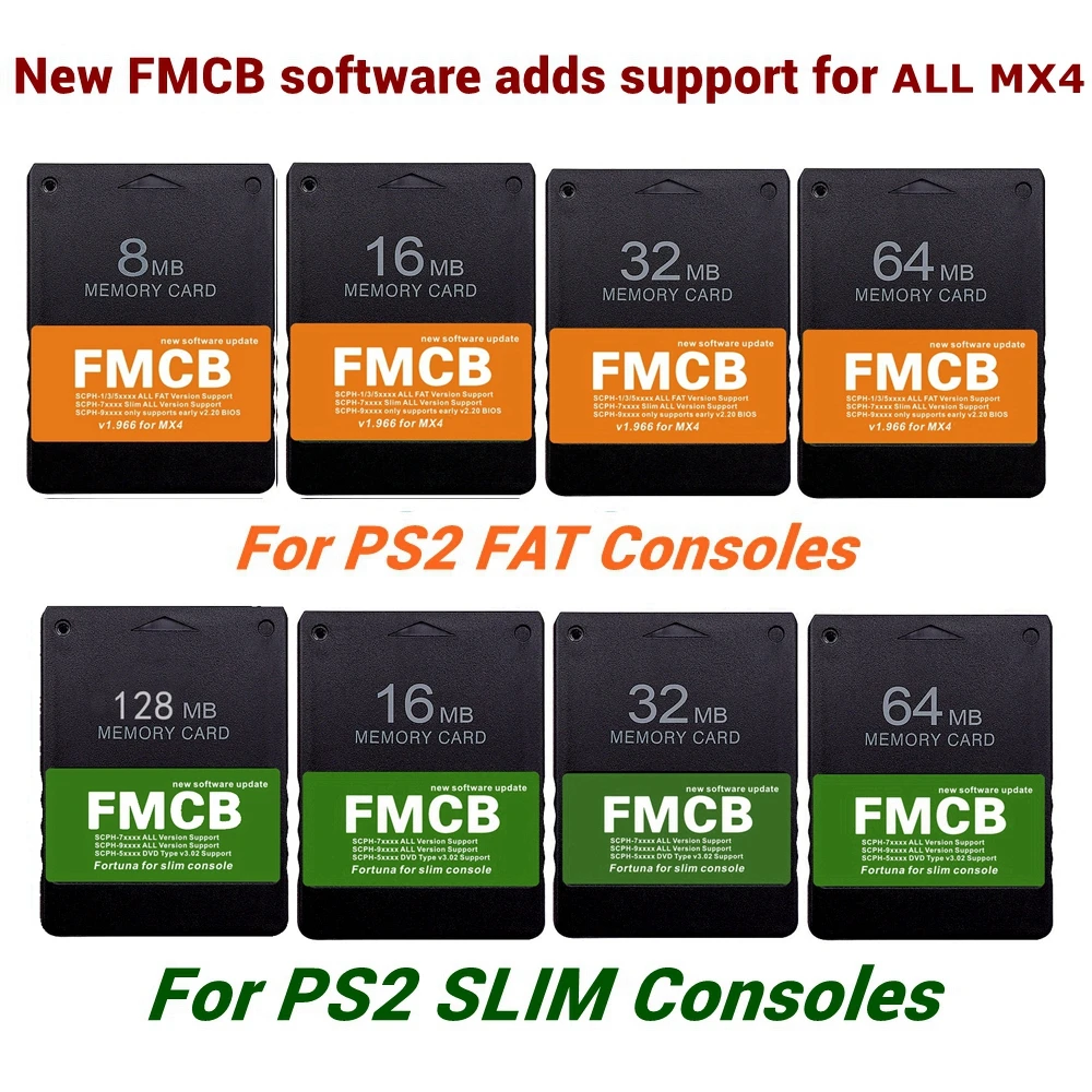 NUOVA scheda FMCB V1.966 e Funtuna FMCB Card Fortuna per PS2 MX4 Adattatore TF/SD installato OPL 1.2.0 e USB GAMES Mcboot per PS2