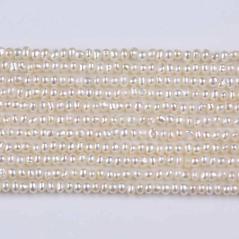 2.5-3mm AAAA white natural loose beads real freshwater button pearls strand