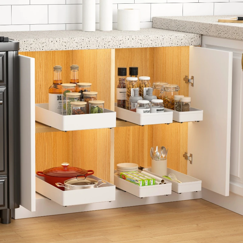 Non perforated kitchen pull-out shelf, sink, basket, cabinet, sliding rail drawer, storage box, seasoning rack