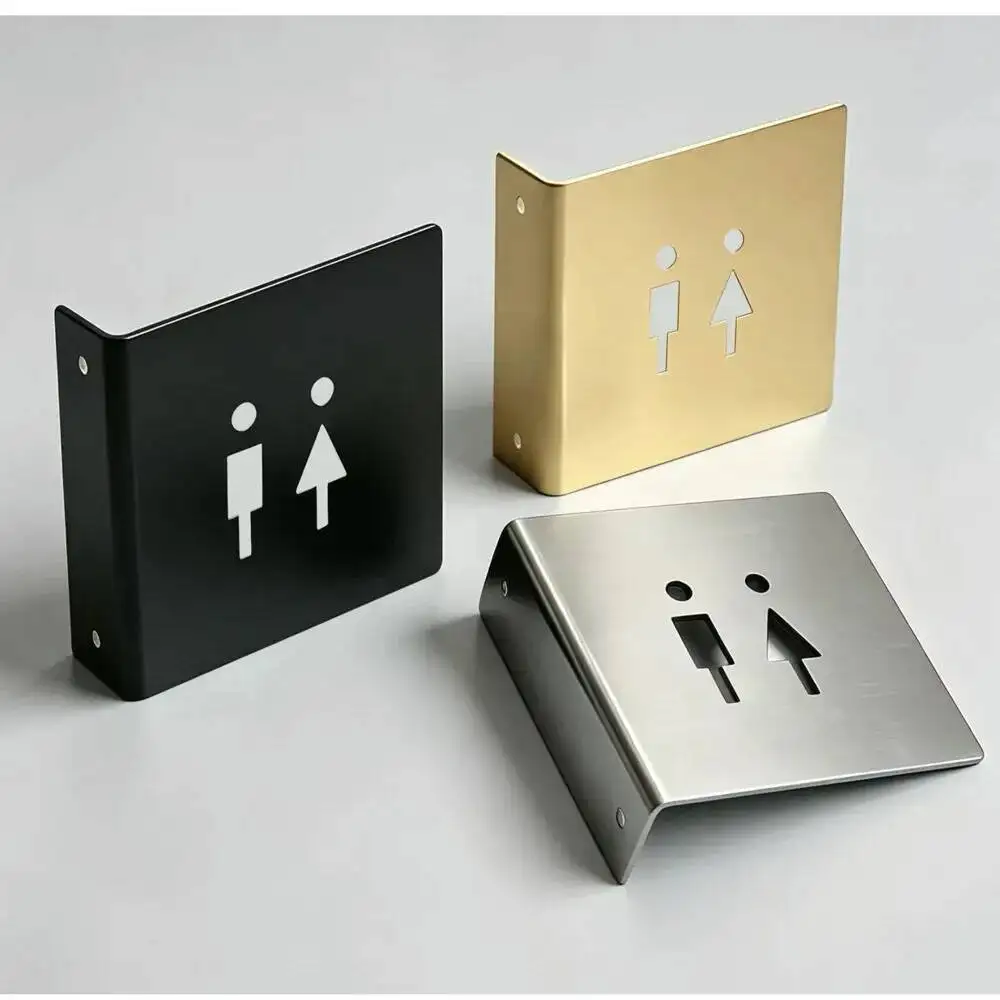 1 x hohles WC-Schild aus Edelstahl zur Wandmontage, Türschild für öffentliche Toiletten, Identifikationsplakette – Detail 4