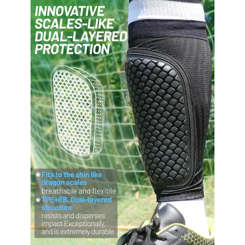 Soccer Shin Guards Sleeves Dual-layered Shin Pads for Kids Youth Adults Football Games Protective Soccer Equipment