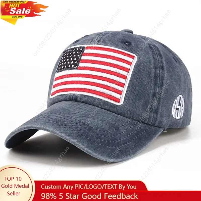 

Бейсболка с вышивкой флага США, состаренная, с эффектом потертости, регулируемая, солнцезащитная, для женщин и мужчин