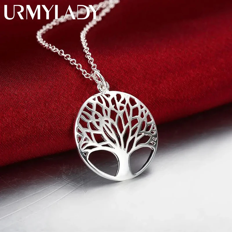 925 sterling Silver Charm Round tree Pendant Necklace For Women Luxury Fashion Party Wedding Accessories Jewelry Christmas Gifts