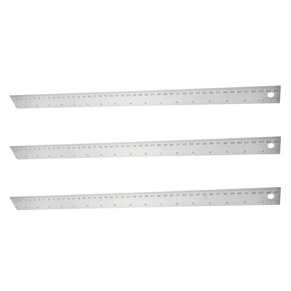 

3pcs Cork Backing Ruler 45cm Stainless Steel Straight Ruler for Students with Inches Centimeters Non Slip Portable for Office