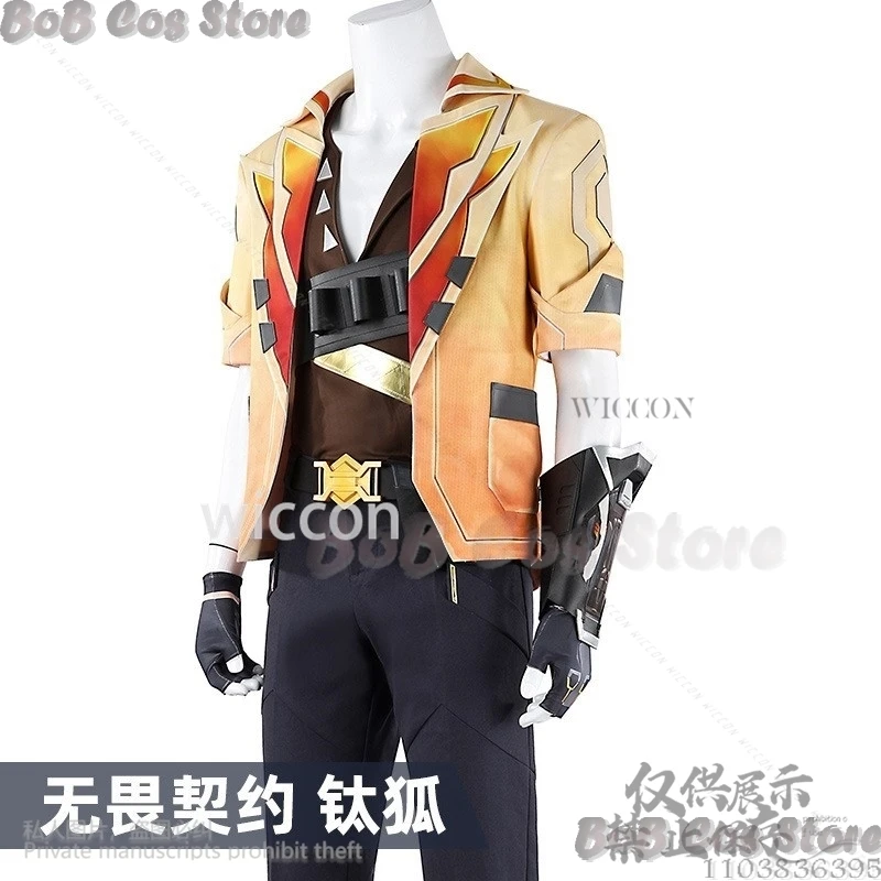 Tejo Cosplay Game VALORANT Anime Clothes Sexy Orange Deep V Shirt Pant Summer Sunglasses Cool Daddy Tejo Suit Man Cos Customized
