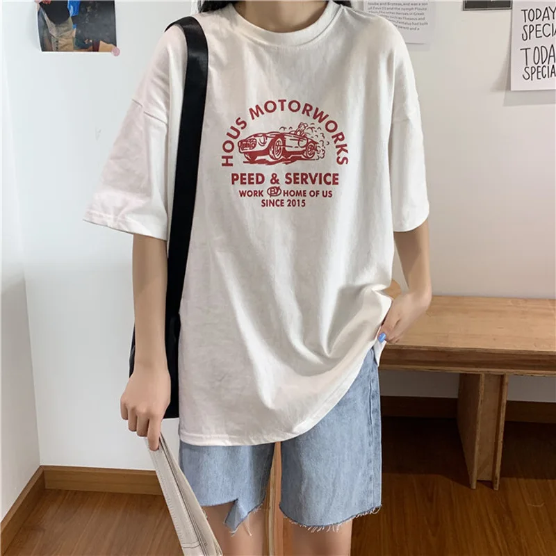 Woman's Tshirts Superior Quality spring/summer Letters O Neck Loose Short Sleeve Cheap Sale Ladies Tops Dropshipping WBXQ20