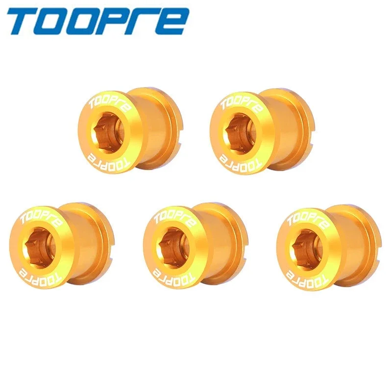 

TOOPRE Mountain Bike Aluminium Alloy 5 Pcs Chainwheel Screws Iamok Colour 9.6/10.6g Chainring Nails Bicycle Parts