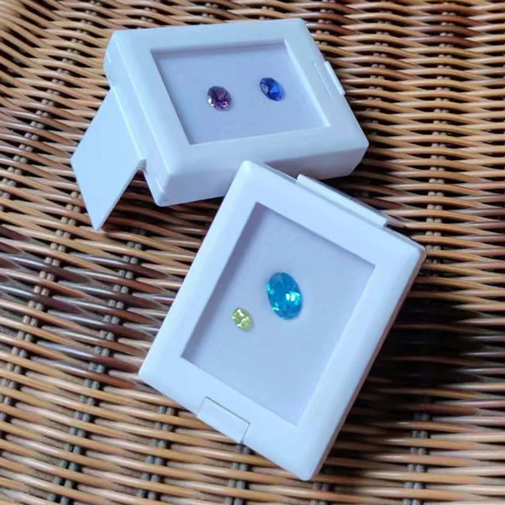 Gems Jewelry Display Box Diamond Organizer Gemstone Teaching Specimen Packaging Box Clear Earrings Stone Gems Storage Boxes
