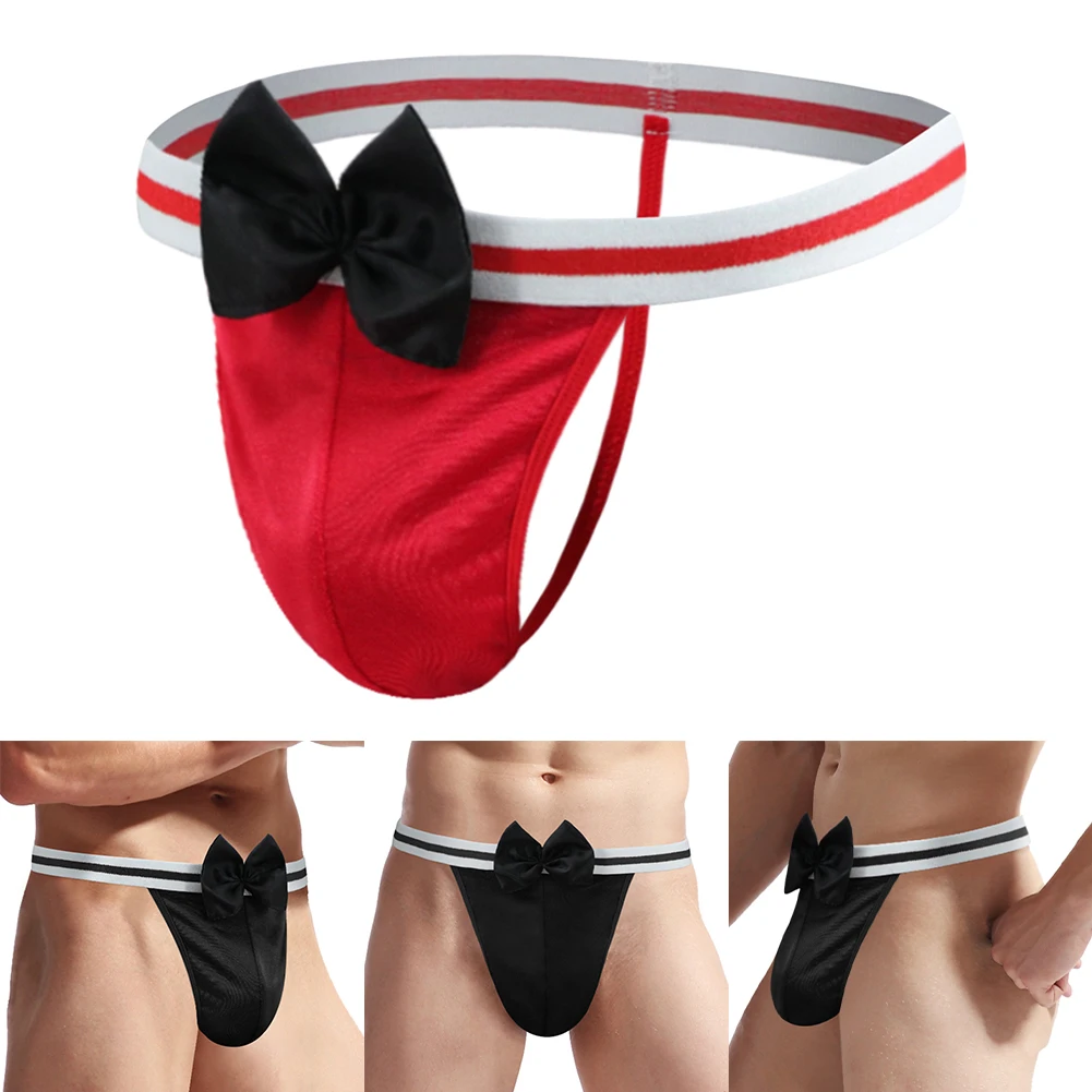 

Men Sexy Lingerie Bow Tie Slight Strech T-back Comfortable Thongs Breathable Underwear Sexy Briefs G-string Seamless Underpants