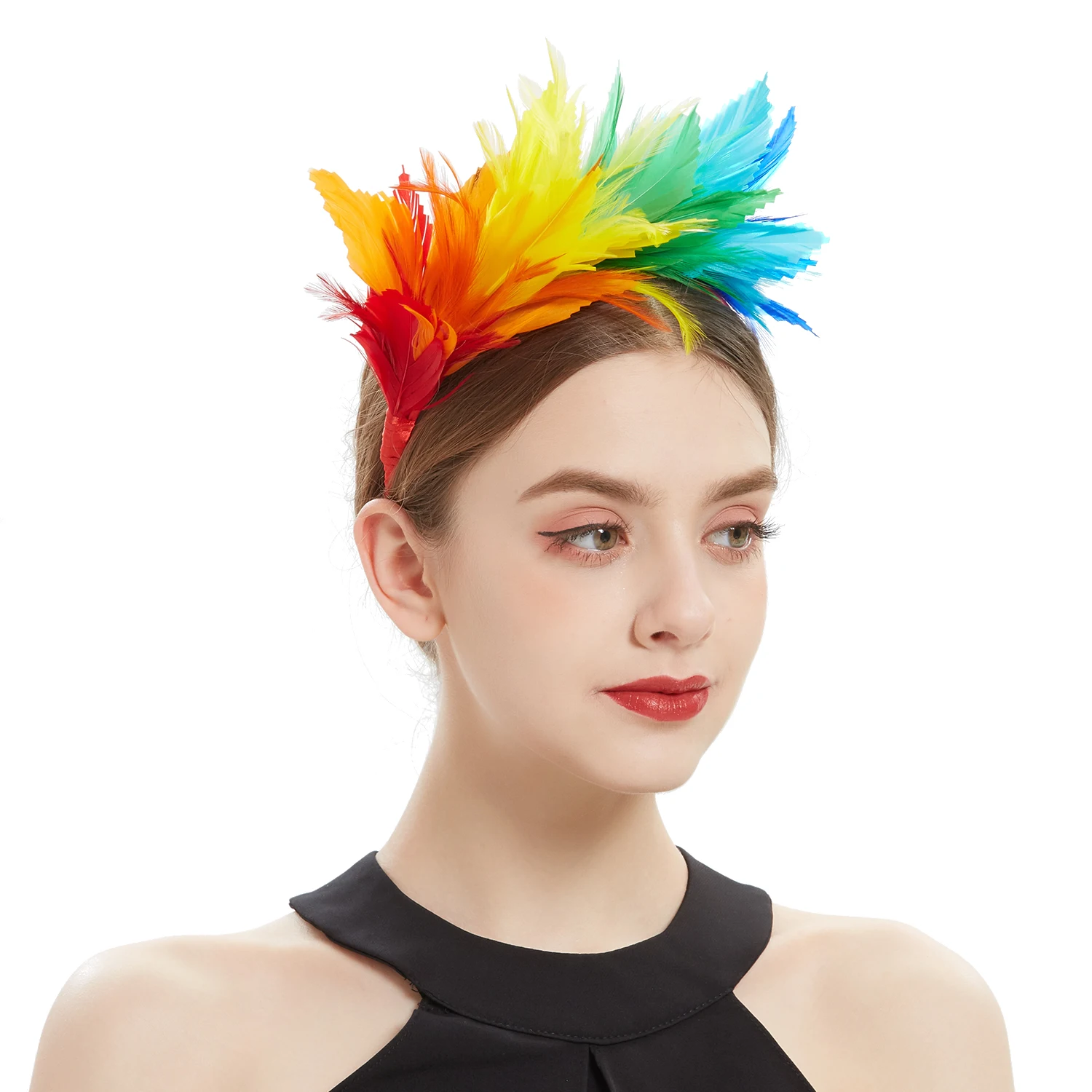 Festa acessórios para o cabelo pena cocar bandana fantasia headpieces fascinator multicolorido premium ornamentos de cabelo feminino