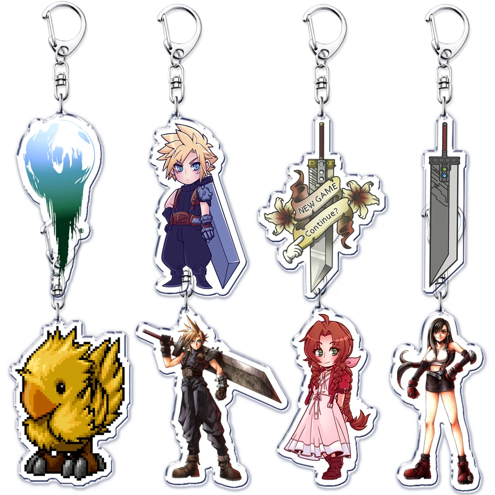 Popular Game Keychains for Accessories Bag Key Chain Ring Cloud Strife Ffvii Tifa Sephiroth Jewelry Gamer Fans Gifts Keyrings