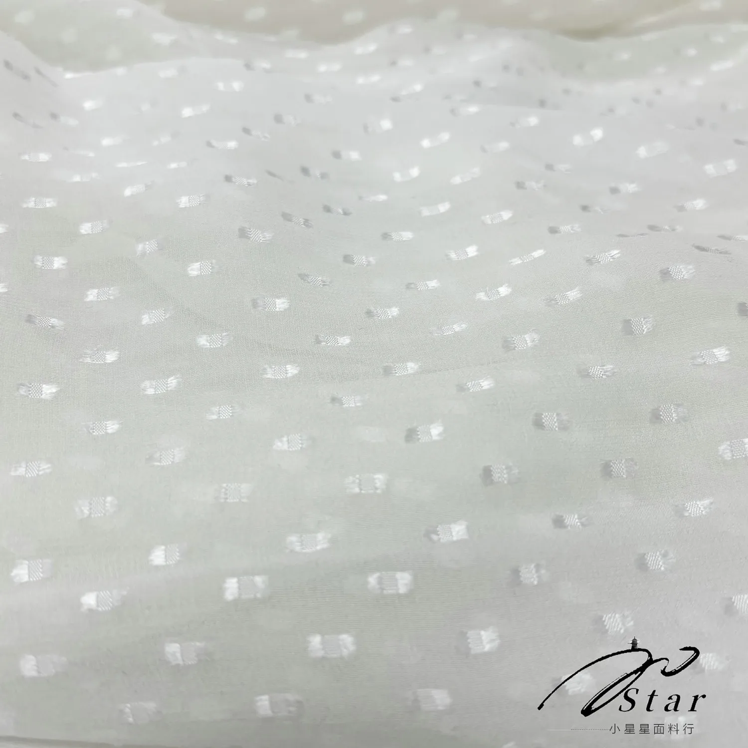 White Polka Dot Cut Silk Fabric Semi-Transparent Soft Silk Scarf Cheongsam Silkworm Silk Satin Fabric