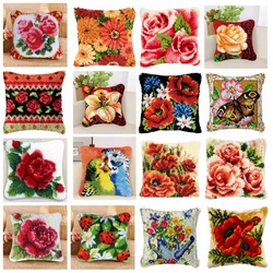 DIY Retro Series Latch Hook Kits Embroidery smooth sets Datura Flowers Decorative cushions  Needlework Pillow Kit Cross Stitch