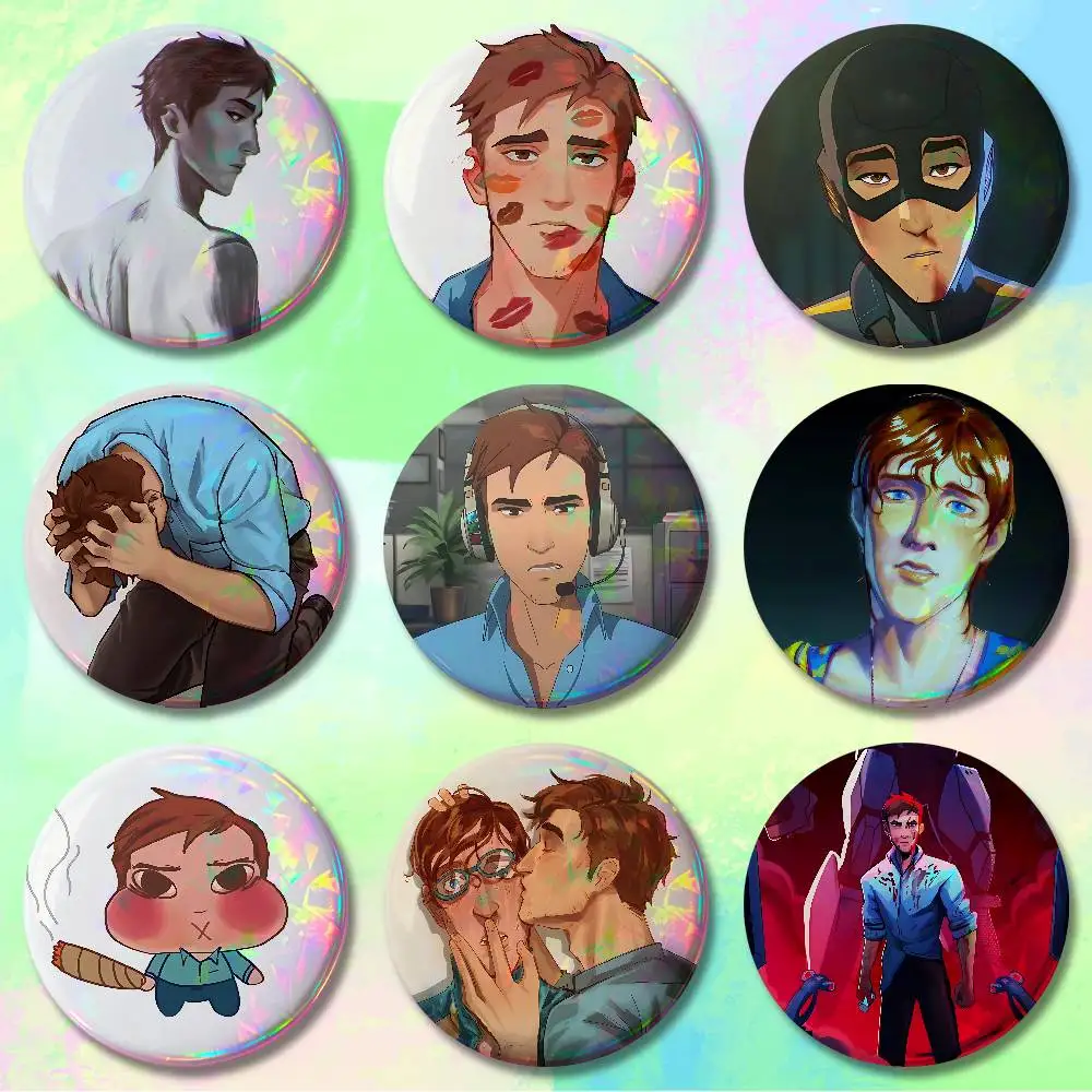 

D-Dispatchs-S R-Robert Robertson Enamel Pin Tinplate Round Brooch Cosplay Nijigen Otaku Culture Badges 58mm 44mm 32mm 75mm 25mm