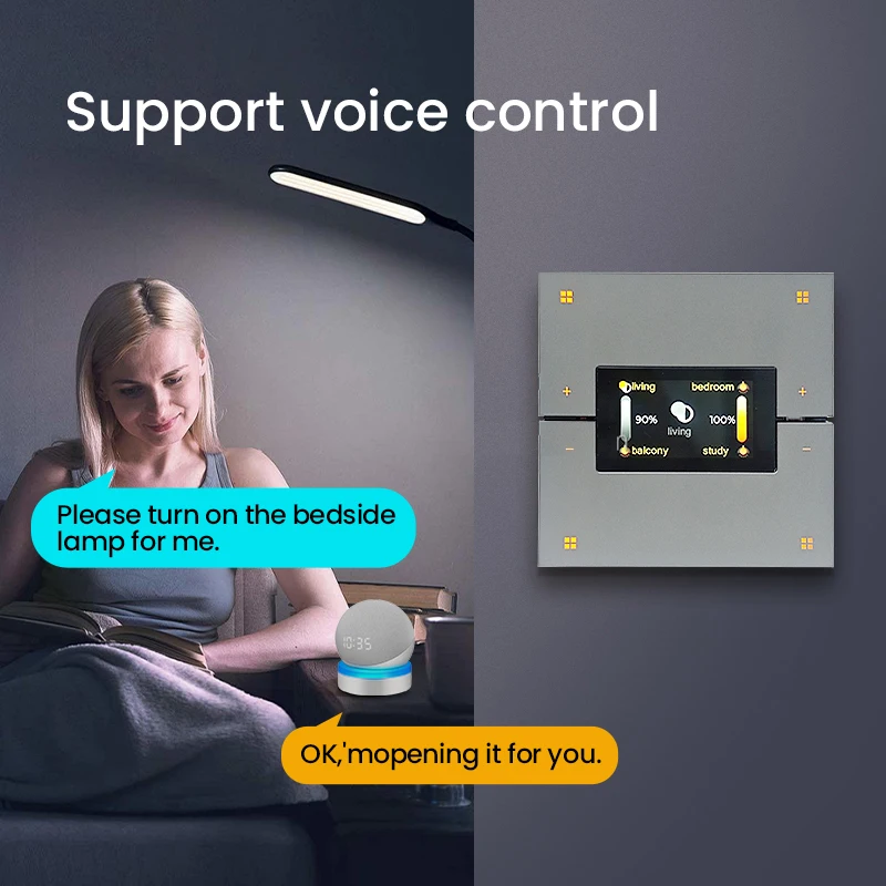 STLF Smart 4-in-1 لـ Tuya Zigbee 3.0 Scene Switch شاشة 1.9 بوصة 4-Gang Curtain Dimmer تعمل مع Google Alexa Acrylic