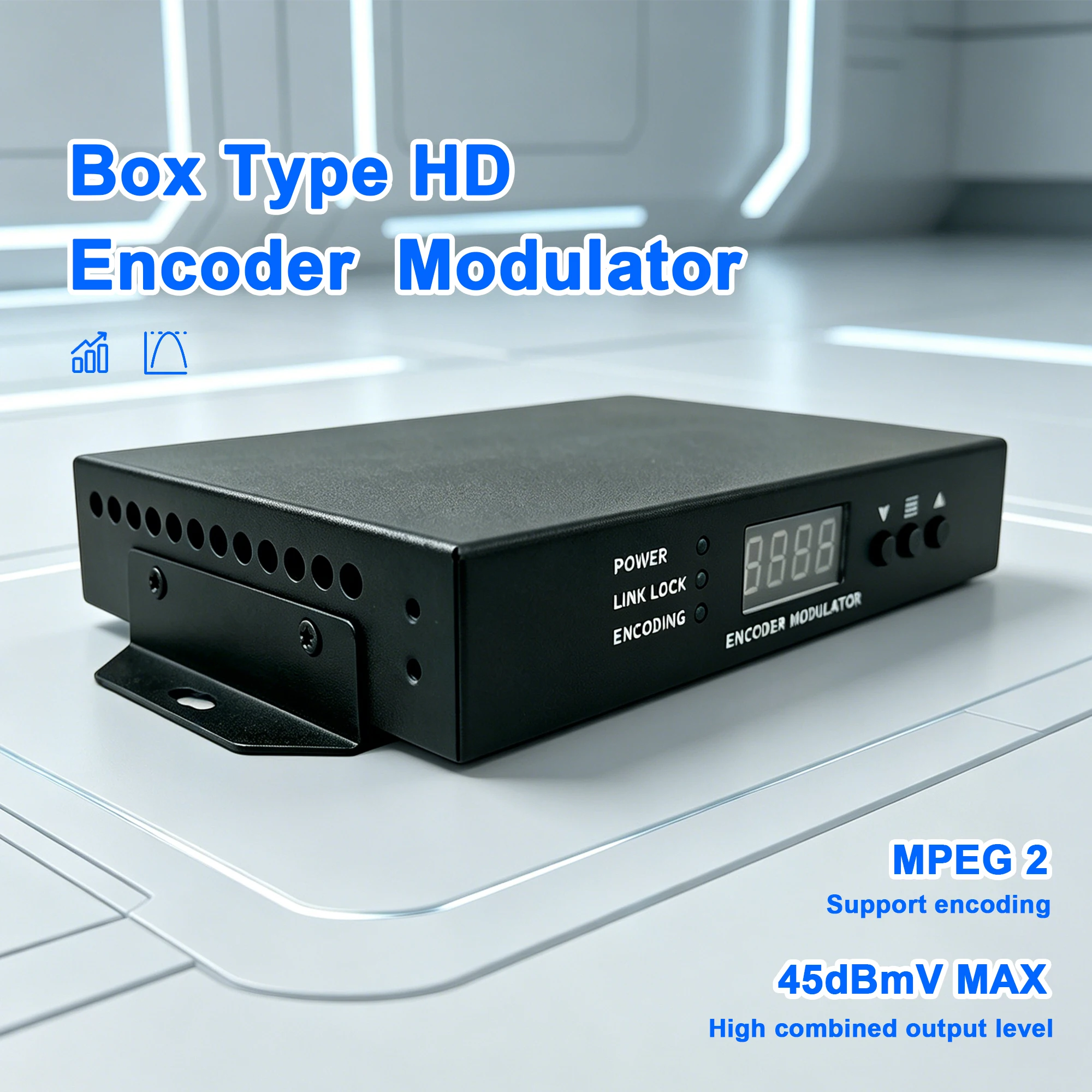 Modulador codificador HD tipo caja, HD a RF, modulador TDT DVB-T ISDBT ATSC DVB-C DTV, programas de producción propia CATV