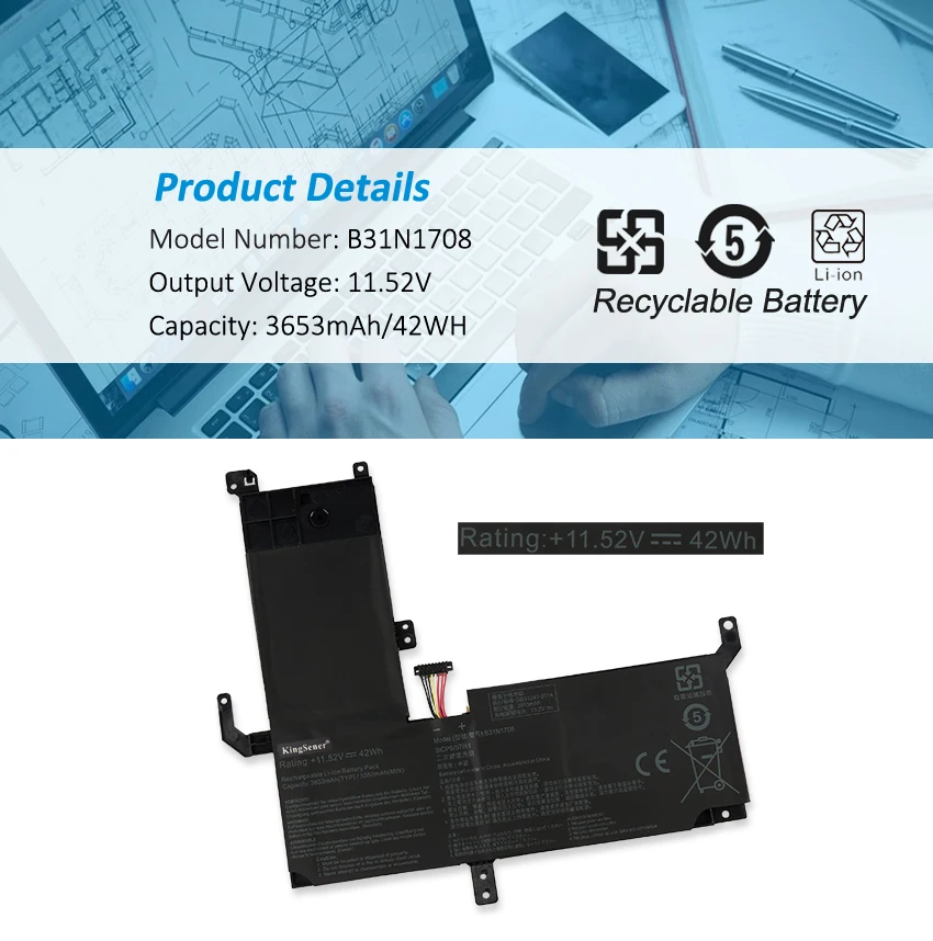 Imagem -03 - Kingsener B31n1708 Bateria do Portátil para Asus Vivobook Flip Tp510 Tp510ua Tp510uf Tp510uq Tp510ua1a Tp510uf-1a Série Tp510uq