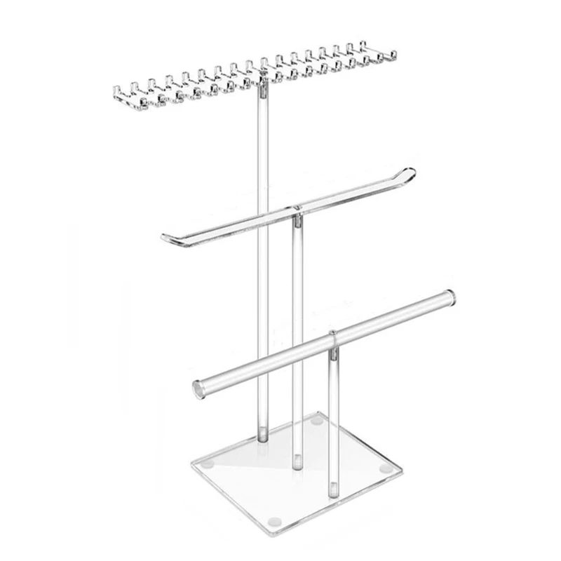 

Multitiered Sturdy Acrylics Jewelry Holder Clear Display Rack for Necklaces Earrings and Bracelets Home Organization