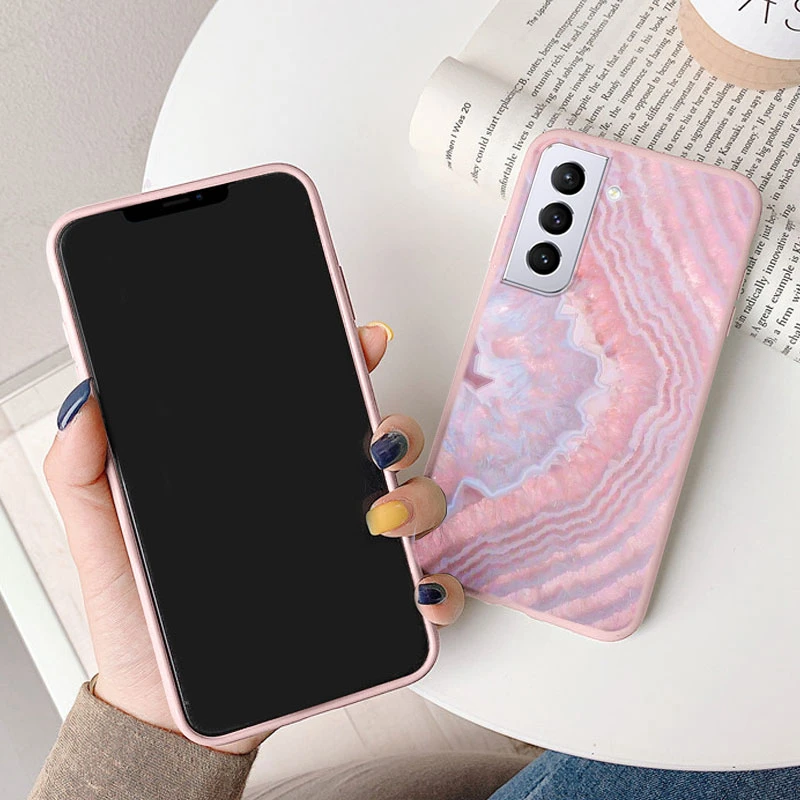 Case For Samsung Galaxy S21 5G Bags S 21 Plus FE Cover Protective Silicone Funda Marble Stone Texture Coque For Samsung S24 FE