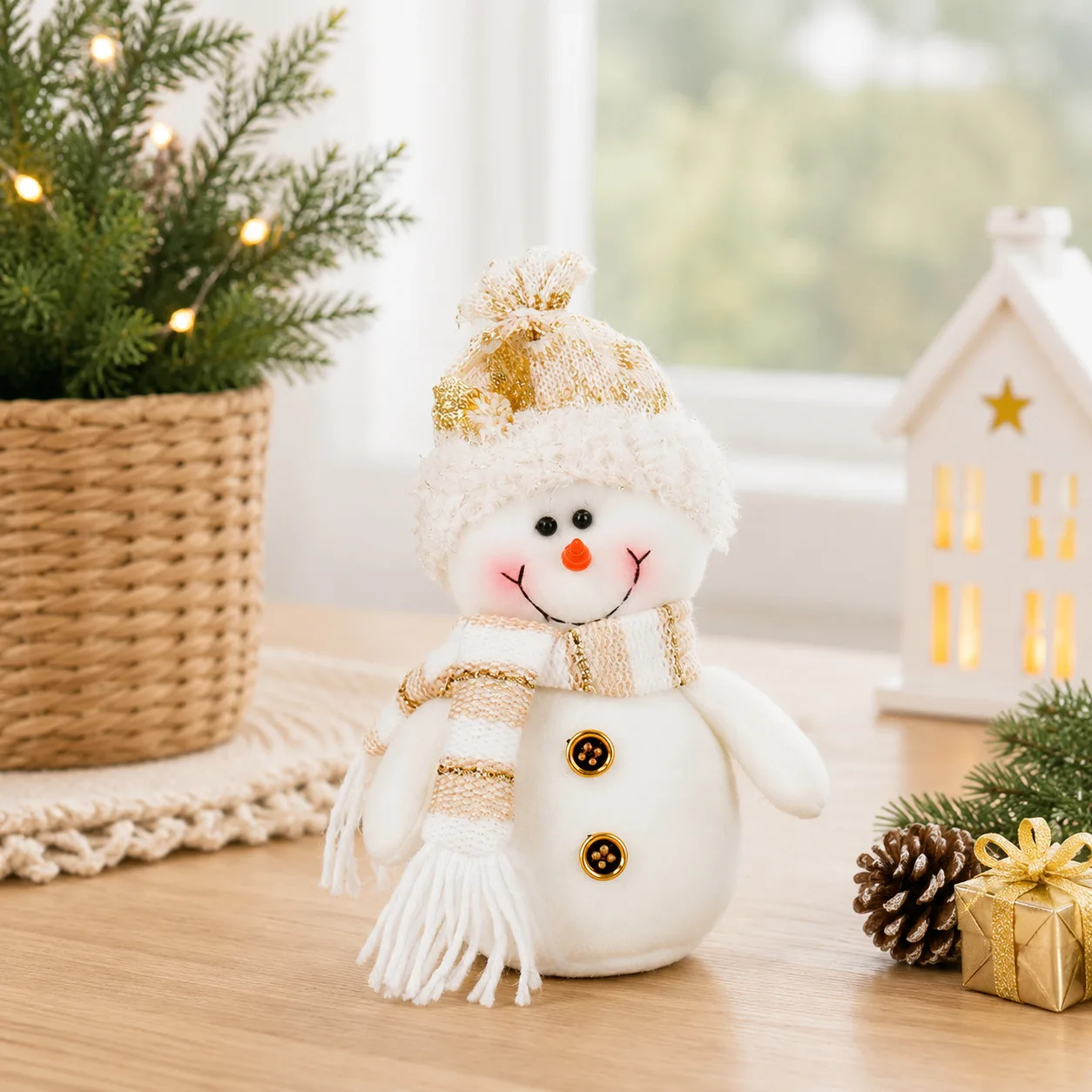 Christmas Snowman Plush Knitted Hat Scarf Ornament Direct Manufacturer Cross-Border