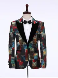 Men Slim Fit Suit Jacket Tuxedo Formal Blazer Floral Jacquard Velvet Peaked Lapel Costume Wedding Party Prom mens blazers