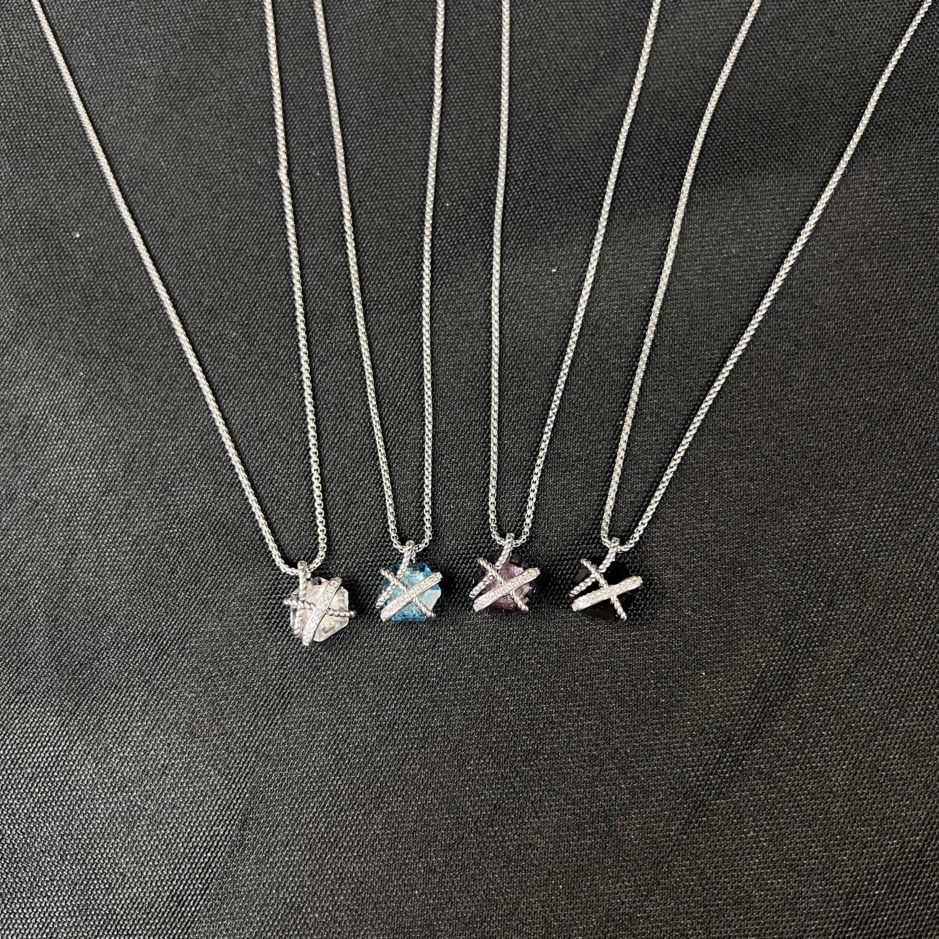 

S925 sterling silver new 11mm hexagonal diamond crystal necklace neutral fashion trend retro simple personality luxury jewelry