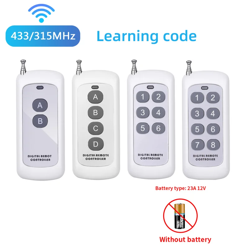 Universal 433Mhz Remote Control Learning Code 1527 RF Module Wireless 2/4/6/8 Button Antenna Reach 1000m for Gate Garage Opener