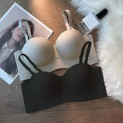 Bra For Women Sexy Seamless Bralettle Gather Push Up Lingerie Wireless One Piece AB Cup Underwear Adjust Straps Candy Color Bras