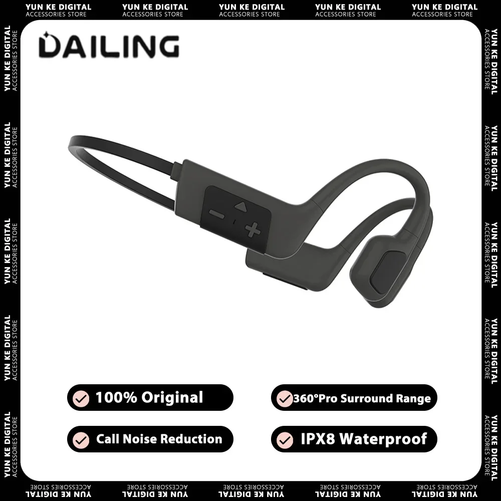 DaiLing S800 Bone Conduction Headset Bluetooth Wireless Earphone 360°Pro Surround Range Call Noise Reduction IPX8 Waterproof