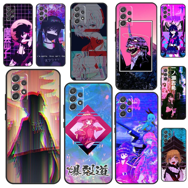 Vaporwave Glitch Anime Case For Samsung A02S A03S A12 A22 A32 A42 A52 A72 A11 A51 A71 A50 A70 A21S Soft Cover