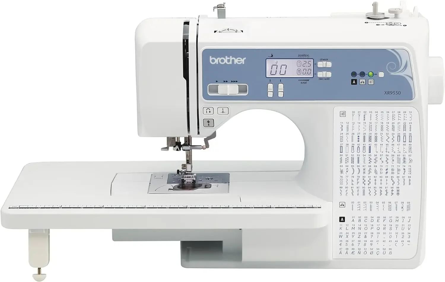 Sewing and Quilting Machine Computerized 165 Built-in Stitches LCD Display Wide Table 8 Included Presser Feet White