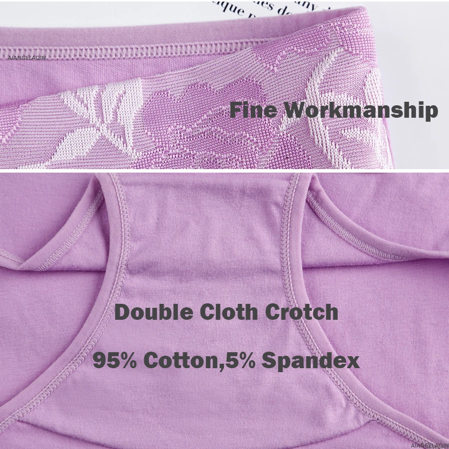 6Pcs/Lot Women Panties High Waist Underwear Plus Size Abdominal Cotton Briefs Girls Body Shaper Floral Sexy Lingeries Female