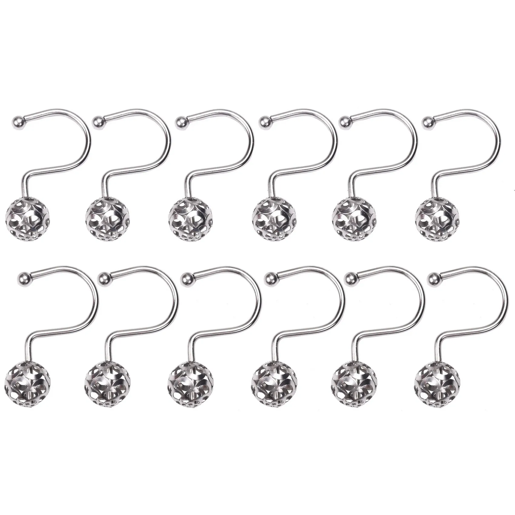 

Silver Shower Curtain Hooks Rings,Set of 12 Decorative Shower Curtain Hooks,Metal Rustproof Shower Rings for Bathroom