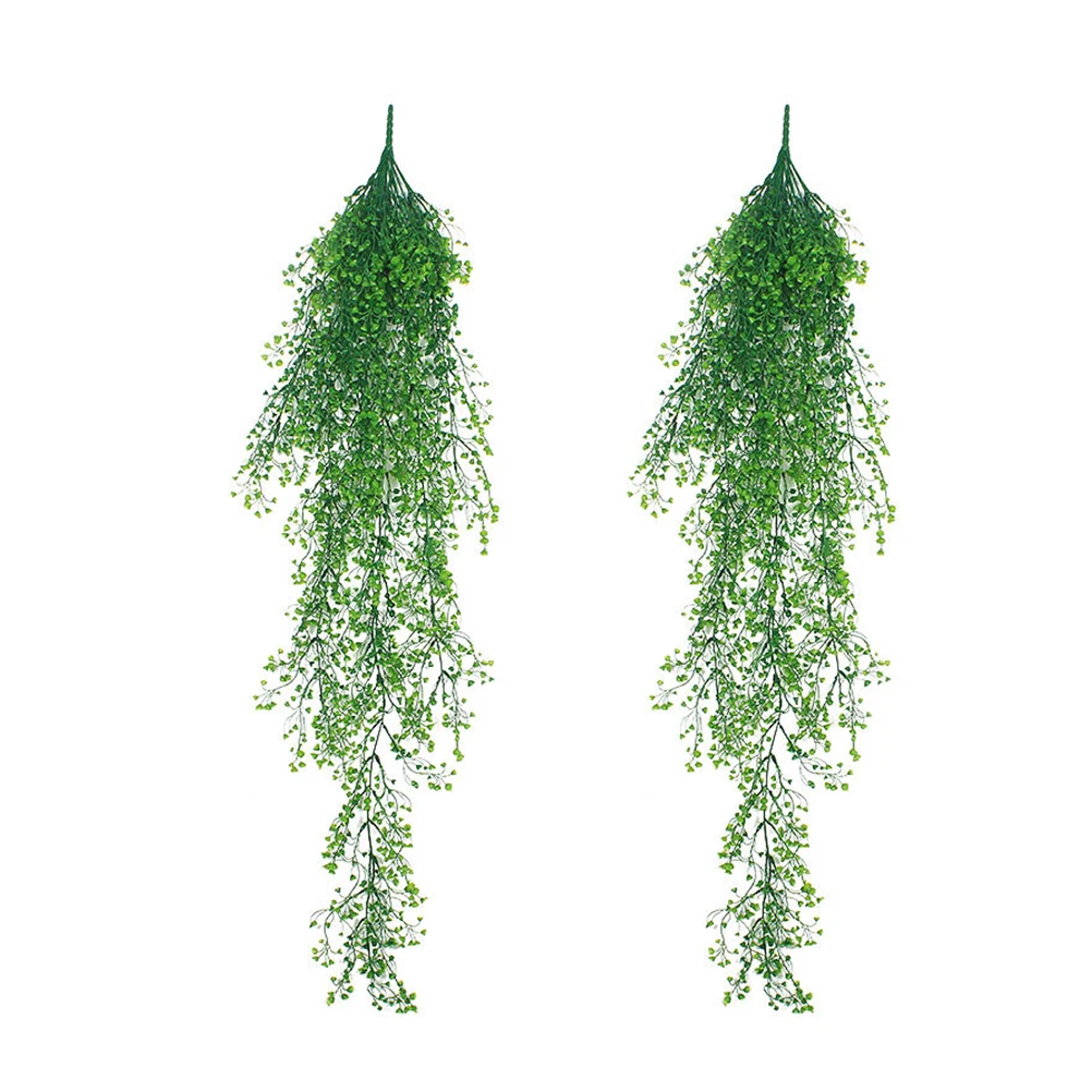 

2Pcs Simulation Hanging Basket Artificial Plants Faux Fern Vines Home Decor Plastic Indoor Outdoor Party Wedding