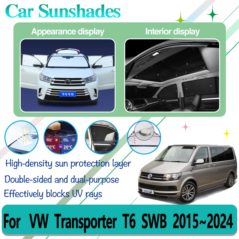 

For Volkswagen VW Transporter Caravelle Multivan Doubleback T6 SWB 2015~2024 Car Window Shading Sun Protector Covers Accessories