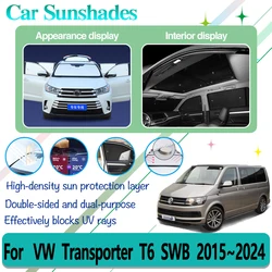 For Volkswagen VW Transporter Caravelle Multivan Doubleback T6 SWB 2015~2024 Car Window Shading Sun Protector Covers Accessories