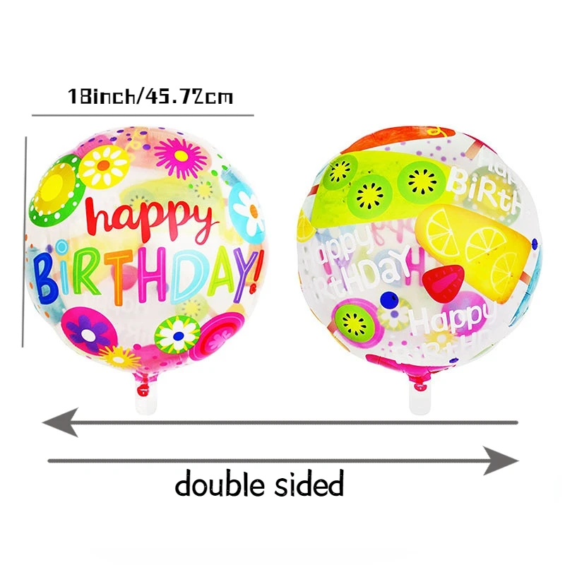 2Pcs 18inch Balloons Double Sided Printed Happy Birthday Round Ballon for Birthday Party Daily Decorations