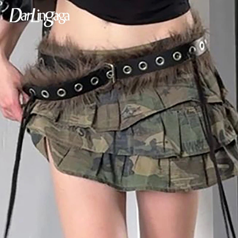 Darlingaga Fashion Faux Fur Patched Rivet PU Leather Waist Belt Women Streetwear All Match Design Waistband Accessories 2025 New