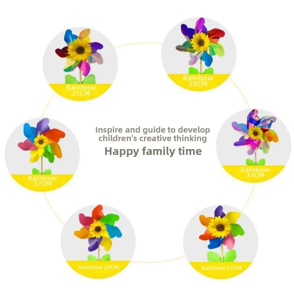 21/29/37cm Sunflower Windmill Color Changing Multistyles Colorful Windmill Transparent Laser Dazzling Windmill Garden Yard