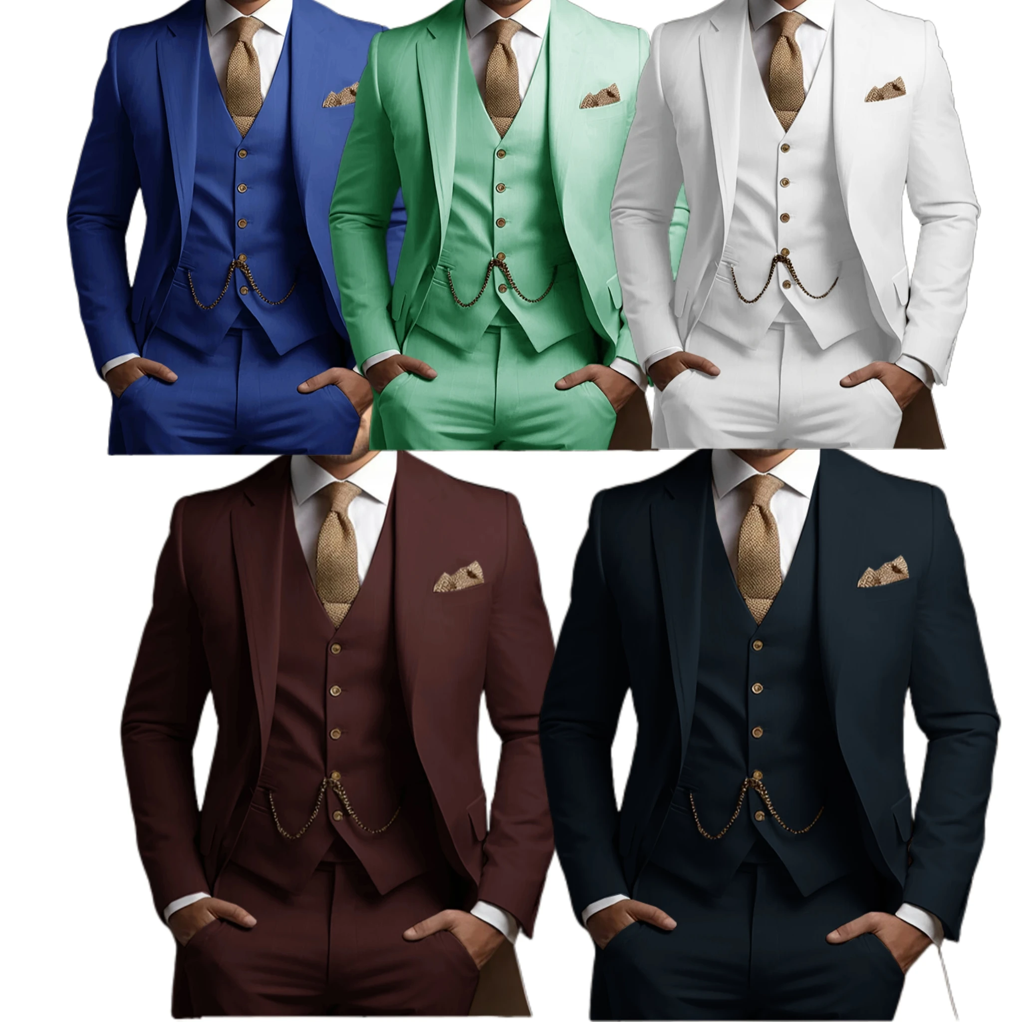 

Formal Men's Suits for Groom Tailored three-piece suit Wedding Groom Tuxedo Slim Fit Male Fashion Suit Evening Party Banquet