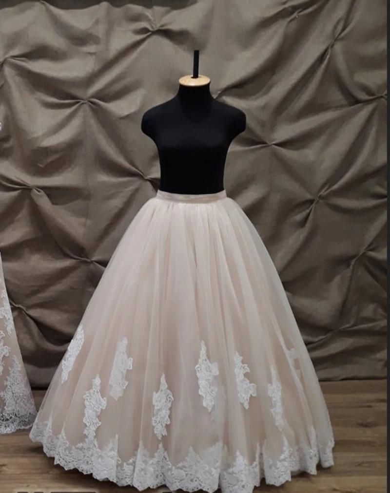 Gaun pernikahan tulle, rok renda pengantin, rok berbulu dapat dilepas, Rok pernikahan tulle, Rok Gaun dapat dilepas