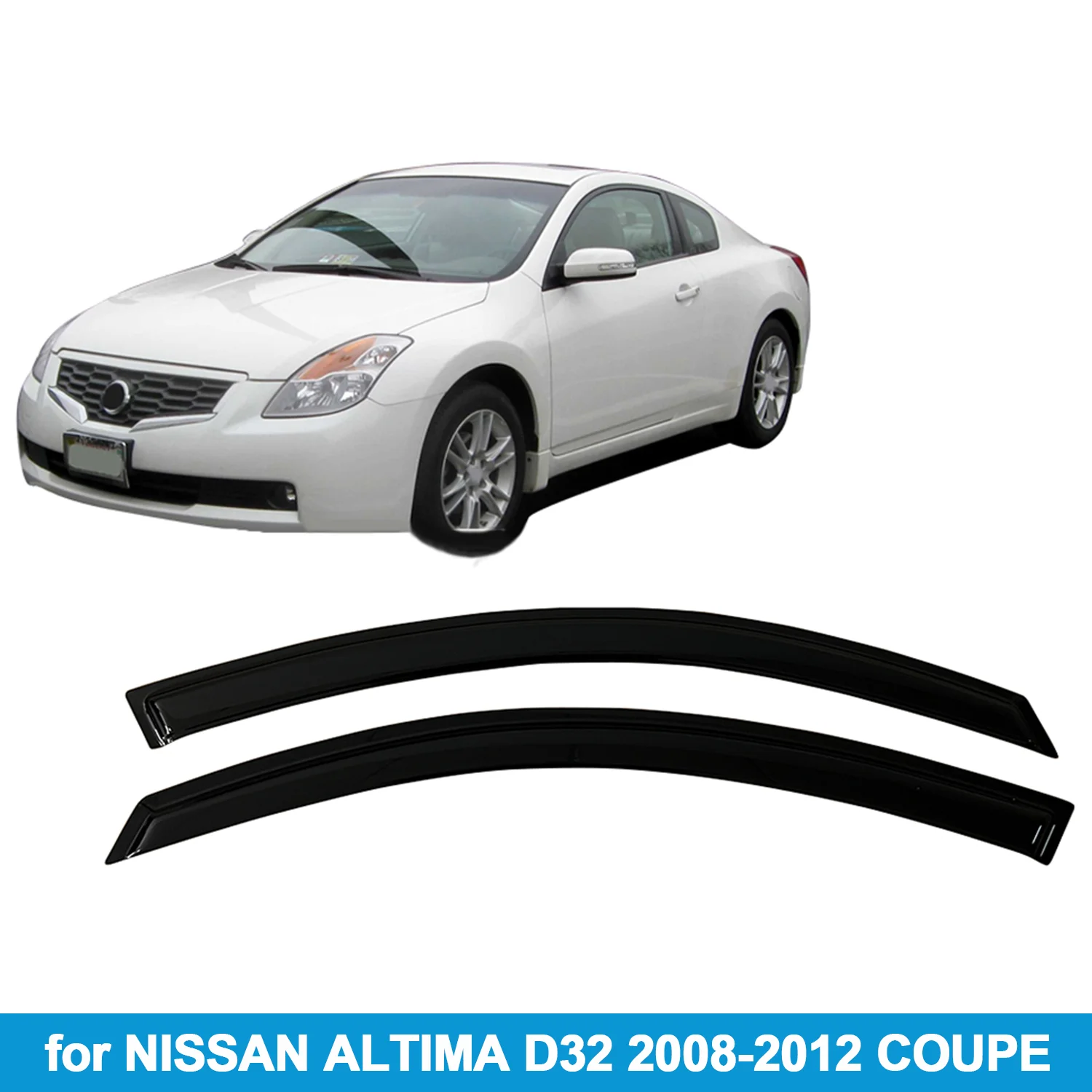 

Window Visor for NISSAN ALTIMA D32 2008-2012 COUPE Rain Guard Side Vent Deflector Weathershield Outside-Mount Tape On