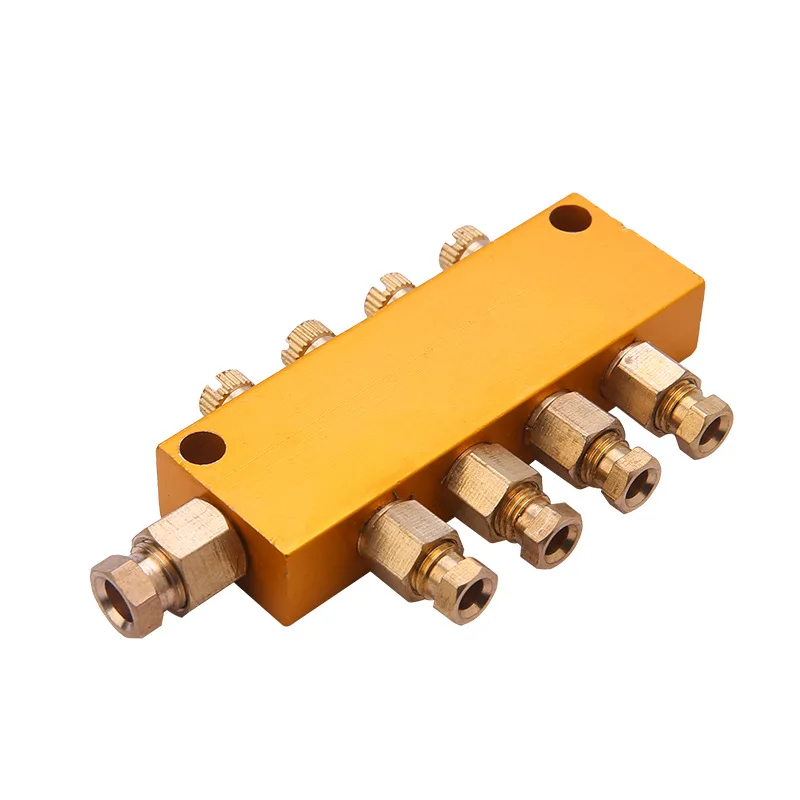 B Ferrule Compatible Adjustable Oil Distribution Block 1 Inlet 3 Outlets for Use in Automated Lubrication Infrastructure