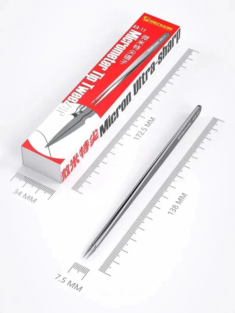 

Mechanic KA-11 Non-Magnetic Micrometer Tips Tweezers Hand Grinding Ultra-Sharp Precision Clip for Phone Fly Wire Face ID Repair