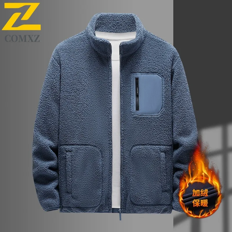 سترة رجالية متعددة الاستخدامات من COMXZ، ياقة واقفة ممتازة، معطف مريح كاجوال للأعمال، تصميم بلون سادة، ملابس خريفية متينة للسفر #4