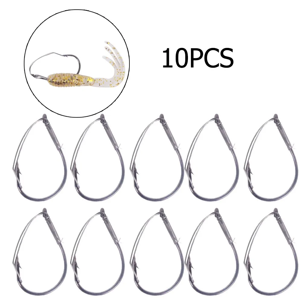 고탄소강 엉뚱한 리그 후크, 잡초 없는 가시 낚시 바늘, 넓은 틈새 후크, 재사용 가능한 낚시 도구, 상자당 10 개 