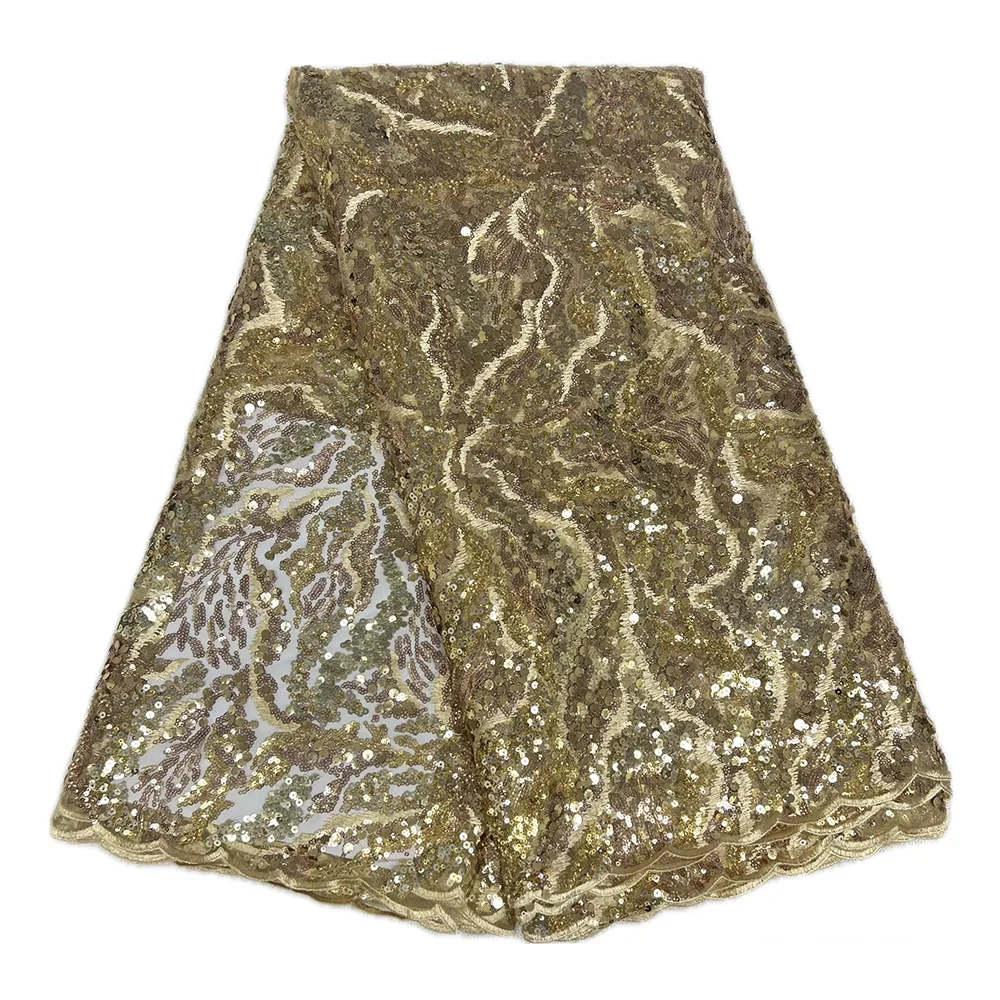 Нигерийский тюль с блестками и бисером, кружевная ткань, 5 ярдов, высококачественный кружевной материал для свадебного платья, шитье, вышивка, бисер, кружево