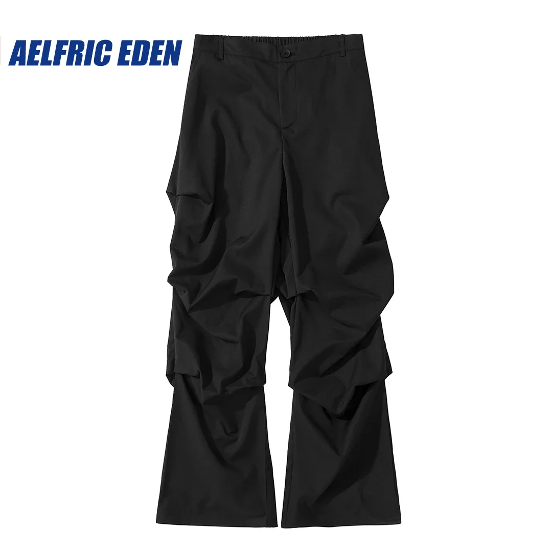Mens Vintage Punk Hip Hop Leated Layered Pants Streetwear Hip Hop Rock Cargo Jogger Pant 2023 Harajuku Casual Loose Trousers Men